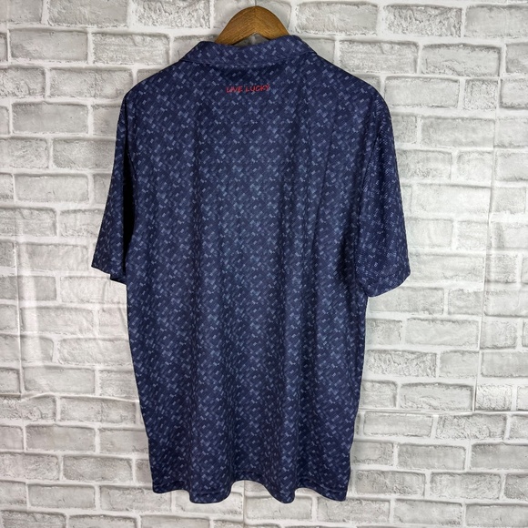 Black Clover Golf Navy Blue Geometric Print Performance Golf Polo Mens 2XL - Picture 5 of 9